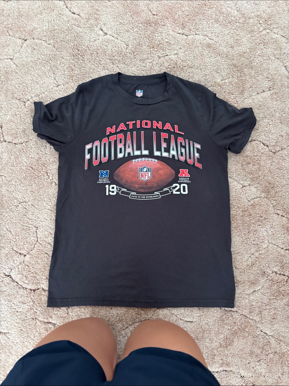NFL Black Graphic Tee with Red and White Lettering